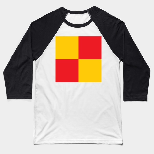 Watford Yellow and Red Checkered Fan Flag Baseball T-Shirt by Culture-Factory